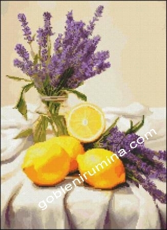 НАТЮРМОРТ С ЛАВАНДУЛИ И ЛИМОНИ